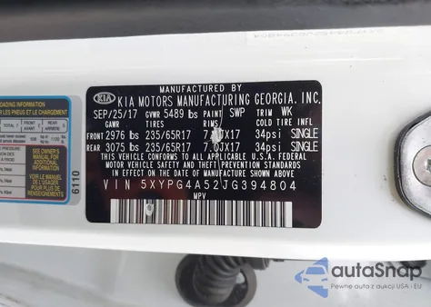 2018 Kia Sorento 3.3L Lx from USA, damaged, VIN 5XYPG4A52JG394804